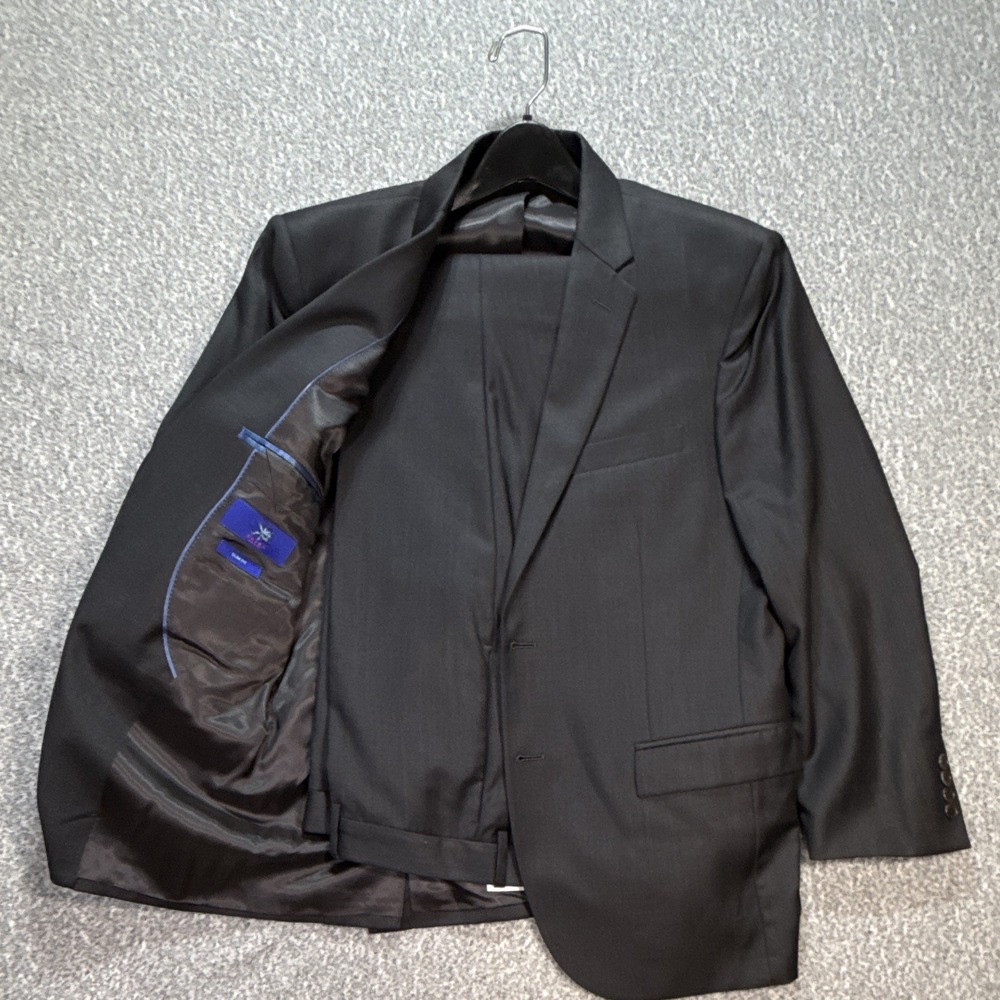 EGARA Black Slim Fit 2pc Worsted Wool Suit Made in Italy 39R/39W